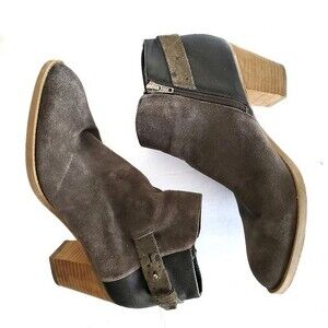 Dolce Vita Suede Leather Western Buckle Ankle Booties Black Gray 10
